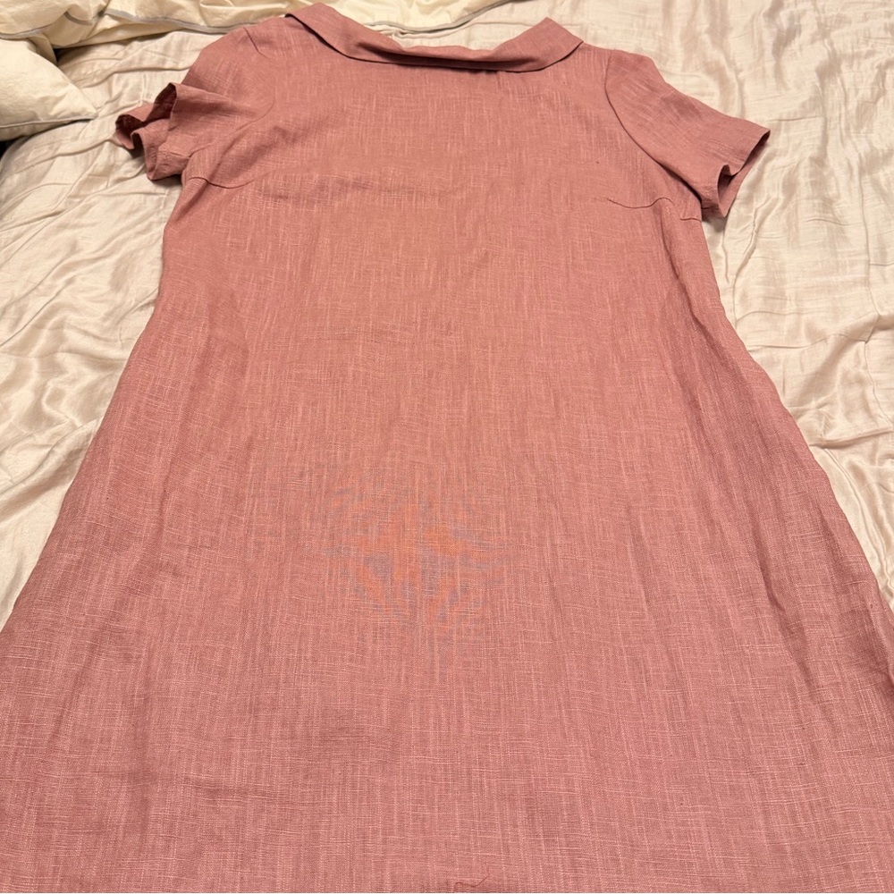 Le Muse Pink Linen Short Sleeve Dress